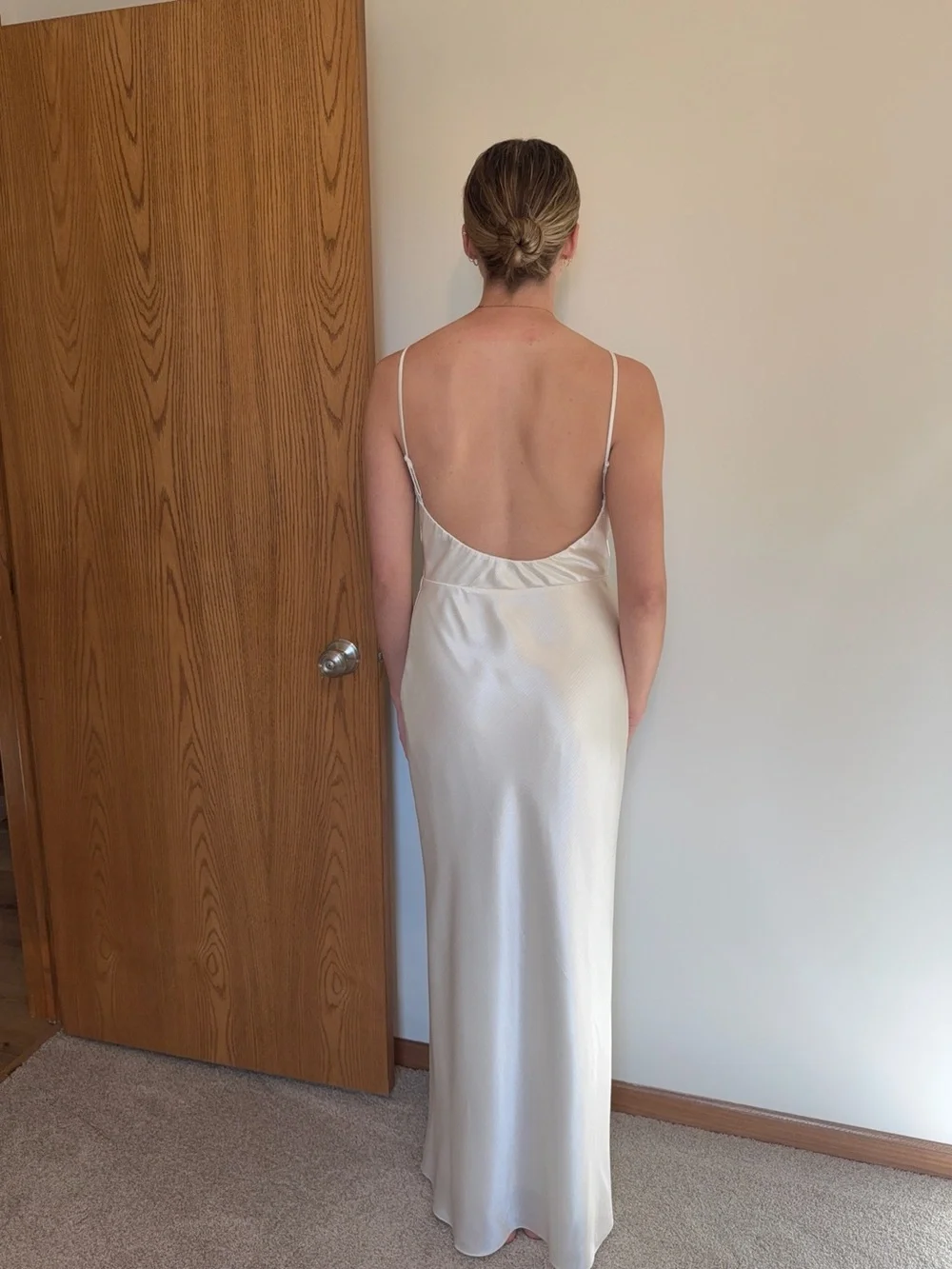 Abercrombie & Fitch Ivory Satin Maxi Dress